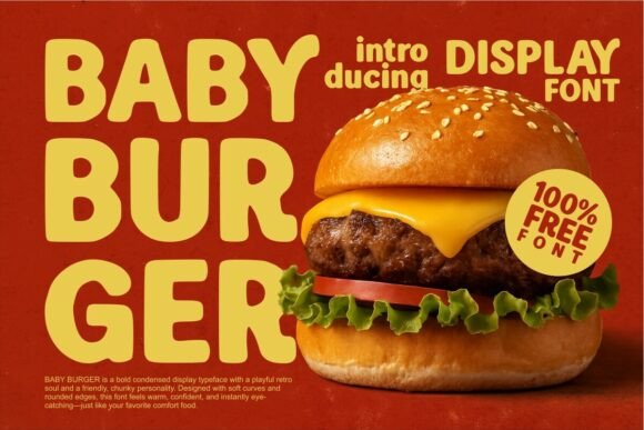 Baby Burger Font: Bold Condensed Display Typeface with Retro Soul